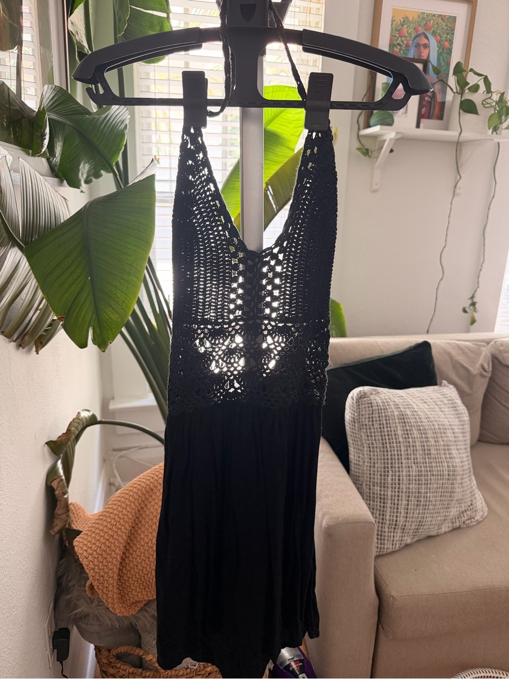 Black Crochet Halter Women's Dress - Brand Unspecified